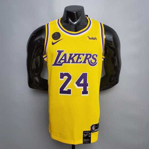 Bryant #24 Lakers Commemorative Edition Round neck yellow