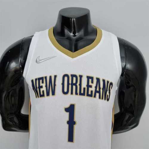 75th Anniversary New Orleans Pelicans Williamson#1 White NBA Jersey