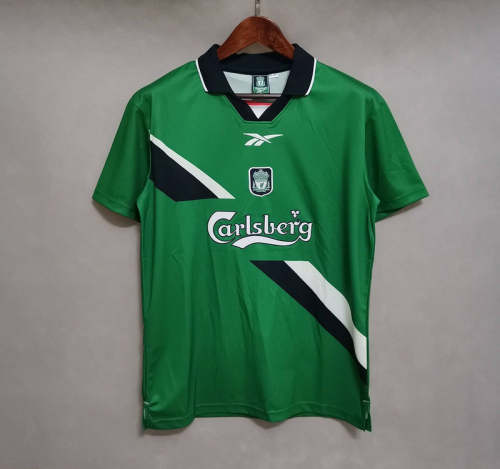 Liverpool 1999-00 green away soccer jerseys