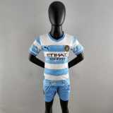 Manchester City 2022-23 limited edition bluewhite kids kit soccer jerseys