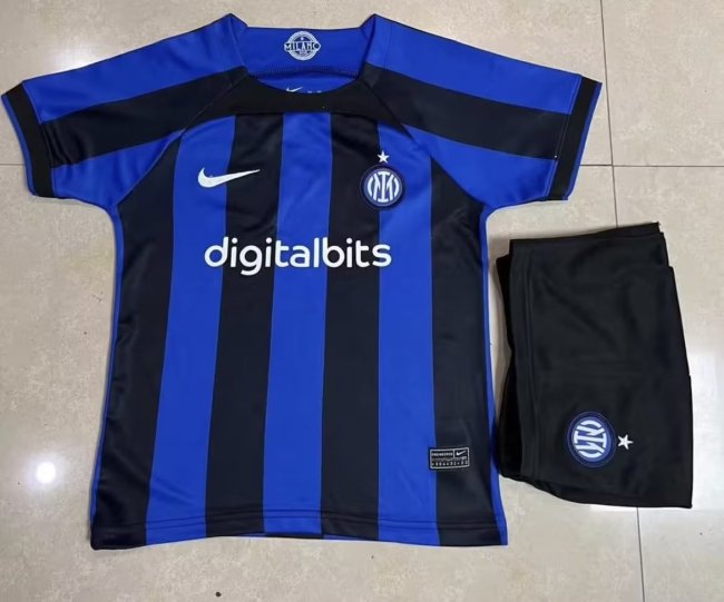 2022-23 Inter Milan home kids kit soccer jerseys