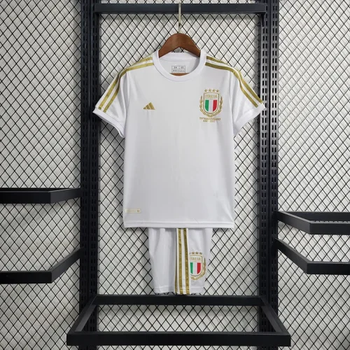 Italy Italian 2023-24 White Commemorative Edition kids soccer jerseys