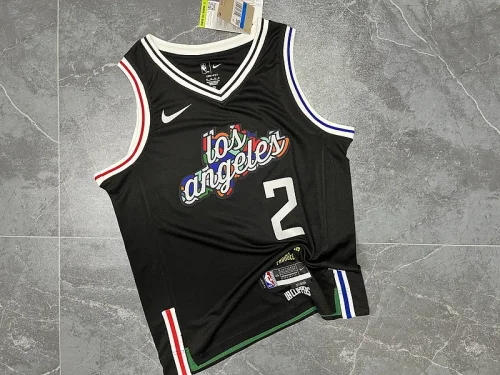 Clippers' Black City version of No. 2 Leonard in season 2023 NBA Jersey