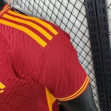 2023-24 Roma Home player version soccer jerseys（Sponsor name printed）