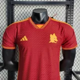 2023-24 Roma Home player version soccer jerseys（Sponsor name printed）