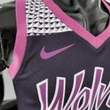 Minnesota Timberwolves RUSSELL#0 Black and Purple NBA Jersey