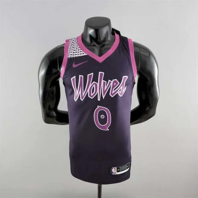 Minnesota Timberwolves RUSSELL#0 Black and Purple NBA Jersey