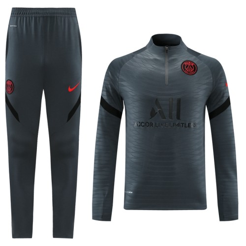 Paris Saint-Germain Dark Gray Half Pull Up Training Suit