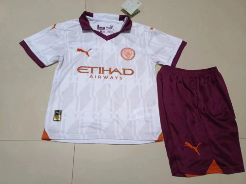 Manchester City 2023-24 away kids soccer jerseys