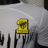 Jeddah United away game white Player version soccer jerseys 