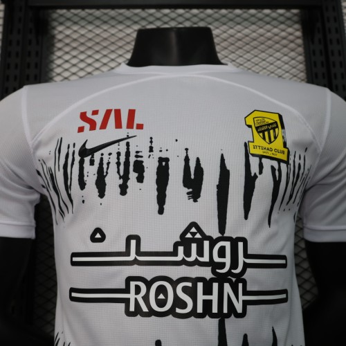 Jeddah United away game white Player version soccer jerseys 