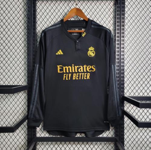 2023-24 Real Madrid Black Third Long Sleeve Jersey