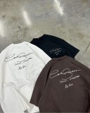 C7001# Minimalist cursive slogan logo printed short-sleeved T-shirt