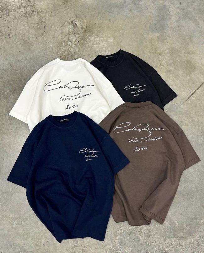 C7001# Minimalist cursive slogan logo printed short-sleeved T-shirt
