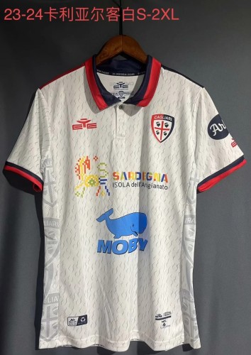 2023-24 cagliari away white jersey