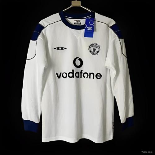 Retro 2000-1 Manchester United Away Long Sleeve White Jersey