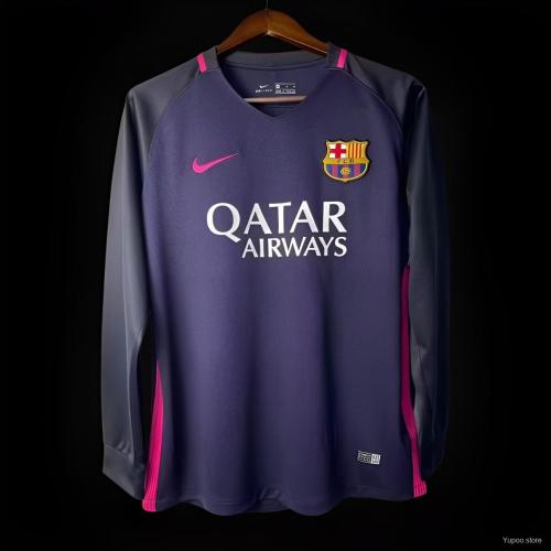 Retro 2016-17 Barcelona Away Purple Long Sleeve Jersey