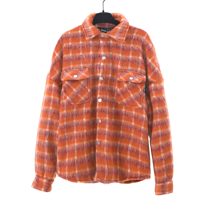 *162# PALM ANGELS Palm Angel cashmere fringed thickened quilted plaid jacket