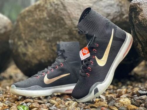 Kobe 10 Elite Rose GoⅠd Pack High top black rose gold practical basketball shoes