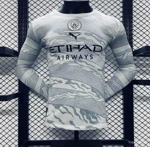 2024-25 Manchester City Puma Year of the Dragon White Player Version Long Sleeve Jersey