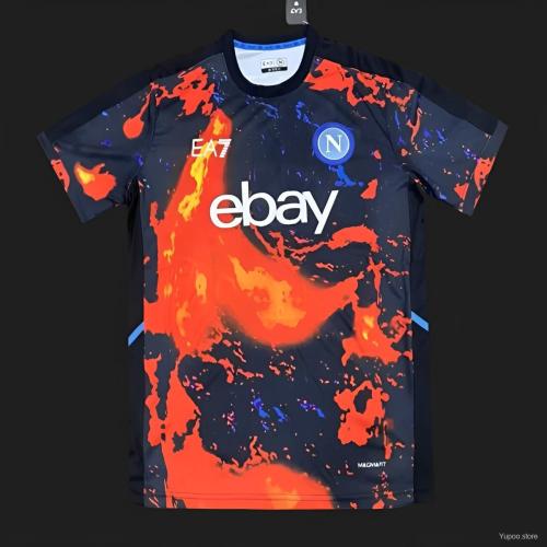 2024-25 EA7 Napoli 2024 Pre-Match bright Red Volcanic Lava Pattern Jersey