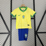 Brazil 2024 home kids soccer jerseys