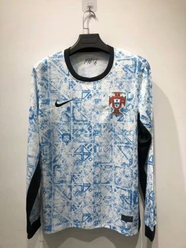 portugal 2023-24 away blue long sleeve soccer jerseys