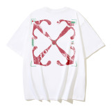 183* OFF-WHITE pure cotton moon image printed short-sleeved T-shirt