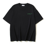 183* OFF-WHITE pure cotton moon image printed short-sleeved T-shirt