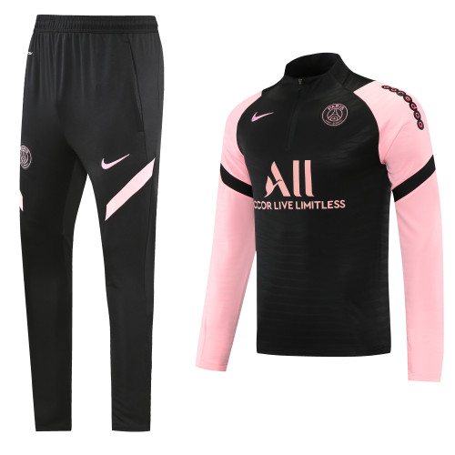 paris saint germain black pink half pull suit
