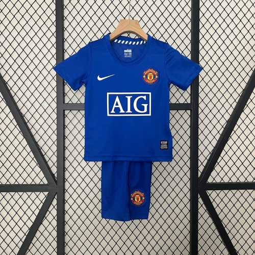 2008-09 Manchester United third away blue retro kid kit