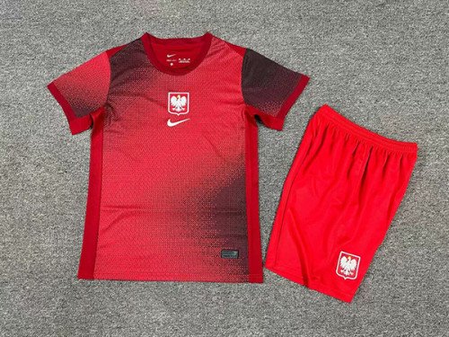 2024 Poland away red kids kit