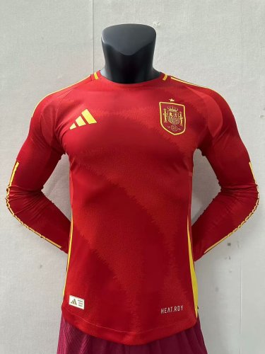 Player Version 2024 Spain Home Long Sleeve Jersey