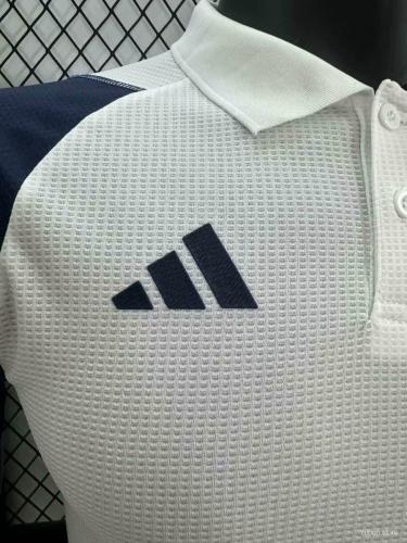 Player Version 2024-25 Real Madrid White Navy POLO(The player version is more slim fit, it is recommended to buy one size larger)