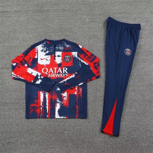 paris saint germain 2024 blue red training suit