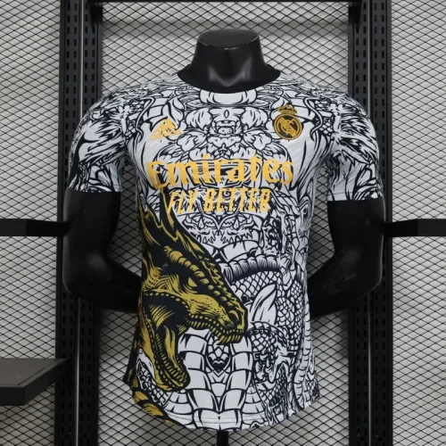 Real Madrid 2024-25 black gold dragon player version(The player version is more slim fit, it is recommended to buy one size larger)