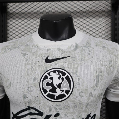 club america 2024-25 away white player version(The player version is more slim fit, it is recommended to buy one size larger)