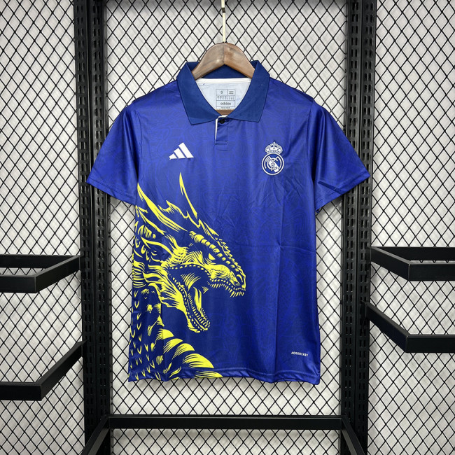 2024-25 Real Madrid Yellow Dragon blue special version jersey