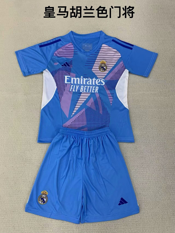 2024-25 Real Madrid blue goalkeeper kids kit