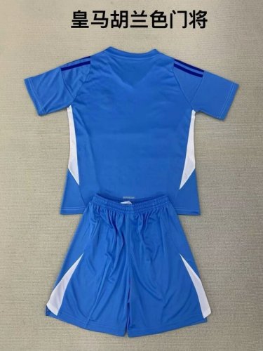 2024-25 Real Madrid blue goalkeeper kids kit