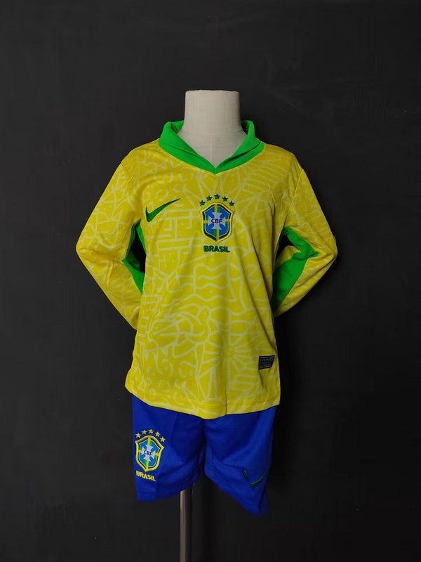 2024 Brazil home long sleeve kids kit