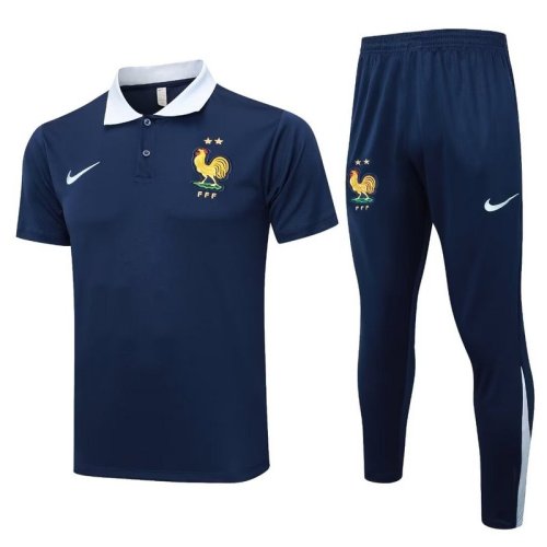 2024-25 France dark blue POLO suit