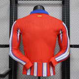Player Version 2024-25 Atletico Madrid Home Long Sleeve Jersey