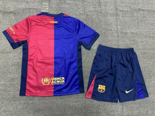 2024-25 Barcelona home kids kit (Big sponsor)
