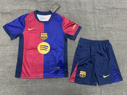 2024-25 Barcelona home kids kit (Big sponsor)