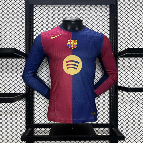 Player Version 2024-25 Barcelona Home 125th Anniversary Jersey(The player version is more slim fit, it is recommended to buy one size larger)