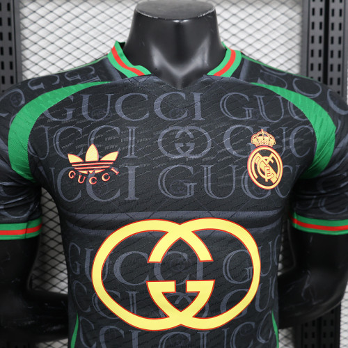 2024-25 Real Madrid VS GUCCI black player version jersey(The player version is more slim fit, it is recommended to buy one size larger)
