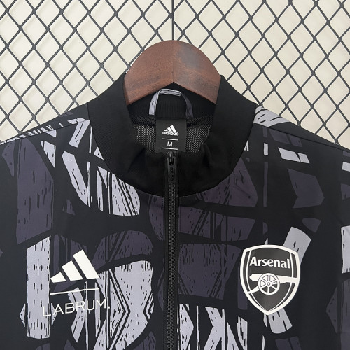  2024-25 arsenal gray and black windbreaker