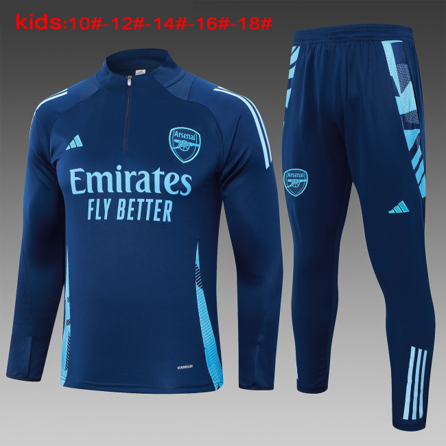 E842# 2024-25 Half-Zip Arsenal Royal Blue Suit (kids)