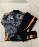 E884# 2024-25 Long Zipper Real Madrid Black Suit (kids) (Inkjet Dragon)